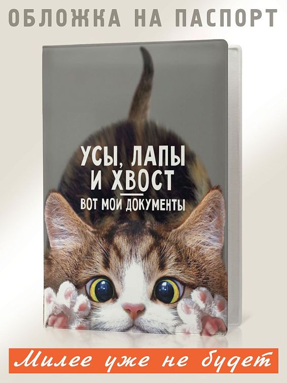 Обложка на паспорт Усы, лапы и хвост-вот мои документы для тех, кто не любит бюрократию и официоз и предп... Обложка на паспорт Усы, лапы и хвост-вот мои документы