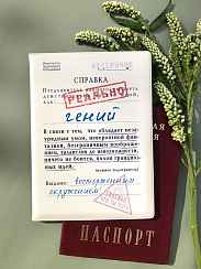 Обложка на паспорт Справка "Гений"